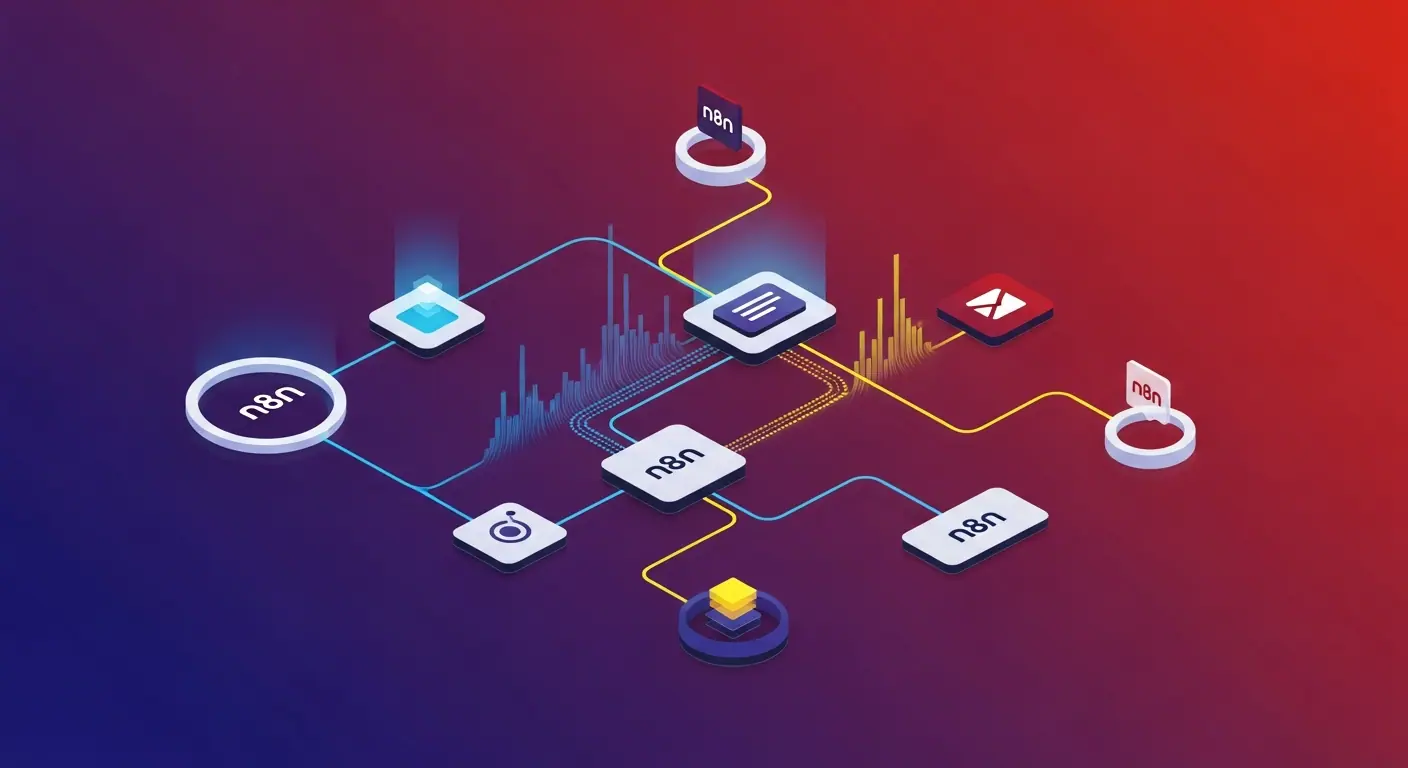 Visualisation d'un workflow n8n avec nœuds interconnectés